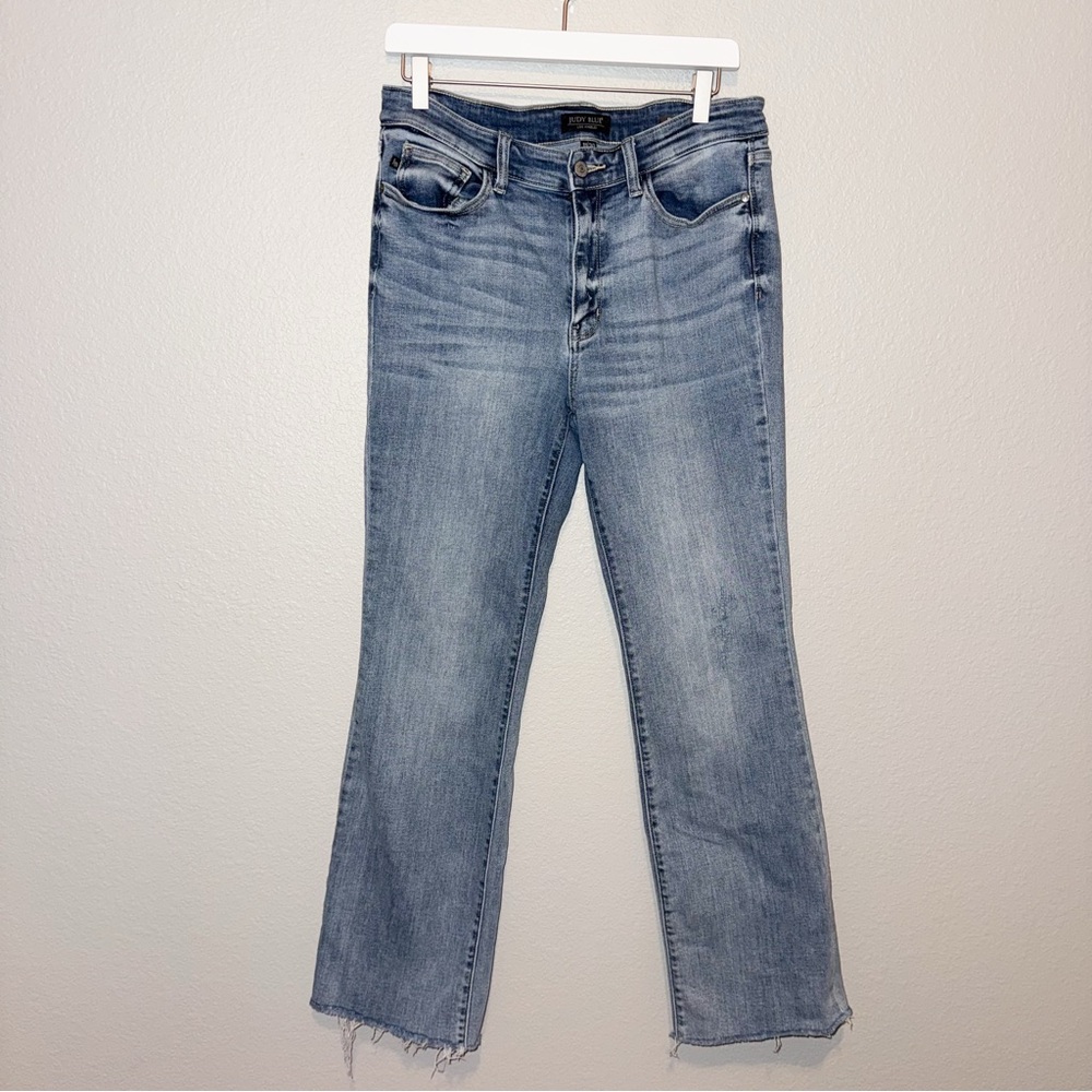 Judy Blue Rock Springs Mid Rise Boot Cut Jeans Size 30 Raw Hem